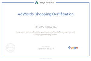 Google AdWords Shopping Certifikát
