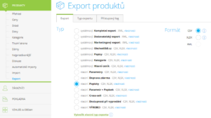 Export / import produktů