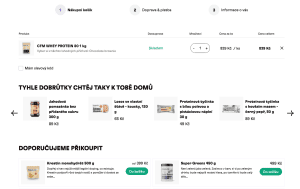 Ukázka cross-sellu v košíku u klienta Protein a Co
