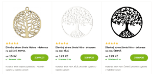 Ukázka rozdělených stromů života klienta Vyrejeme.cz