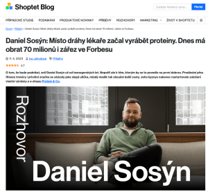 Ukázka PR prezentace na Shoptet blogu klienta Protein a Co