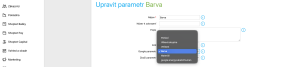 Ukázka nastavení Barvy parametrů pro filtrování v Shoptetu pro Google nákupy