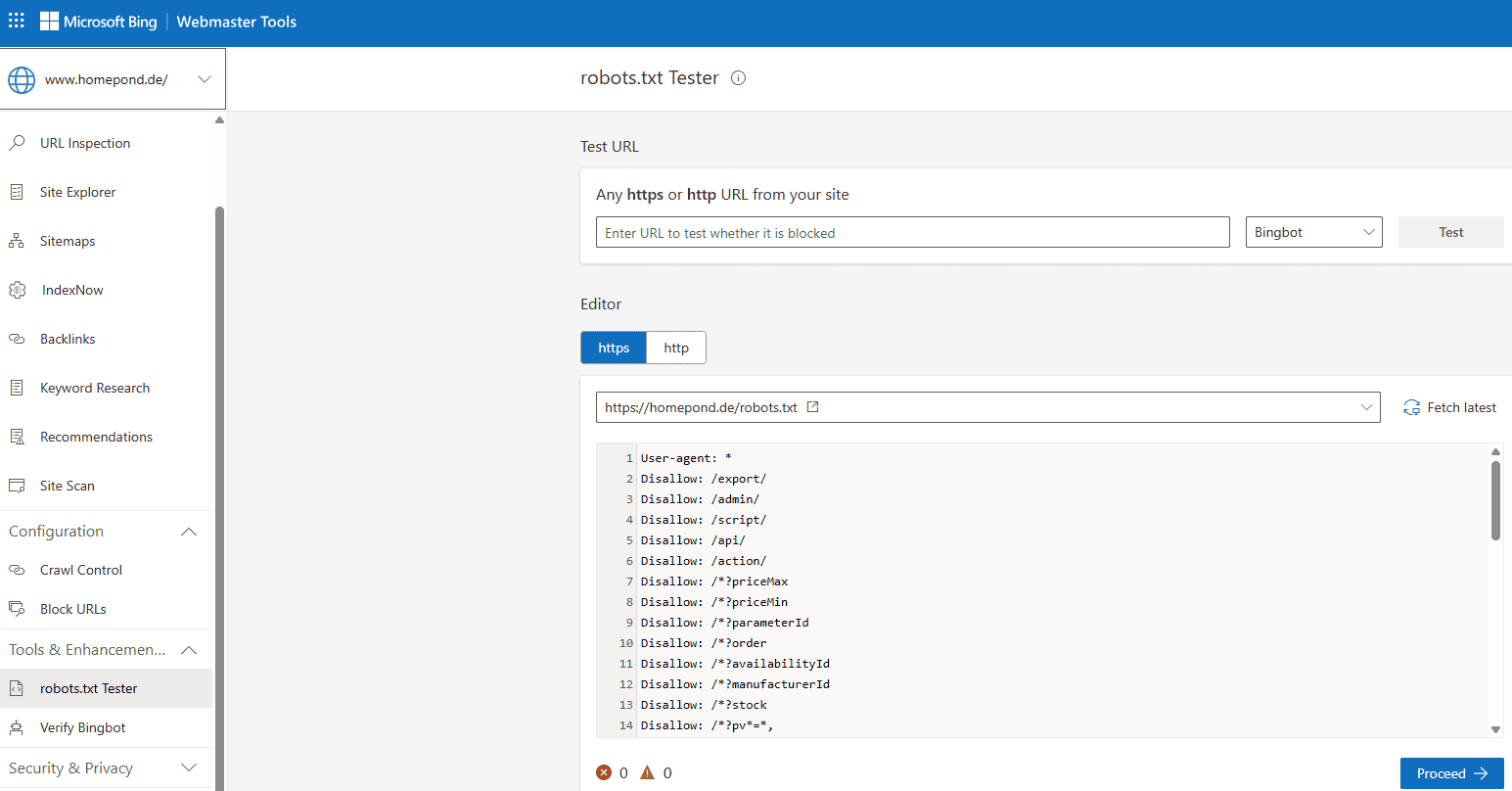 Ukázka Robots.txt Tester