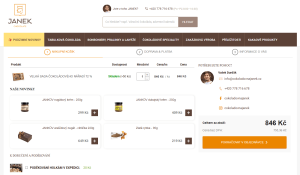 Ukázka prezentace produktů v košíku (Klient: Čokoládovna JANEK)