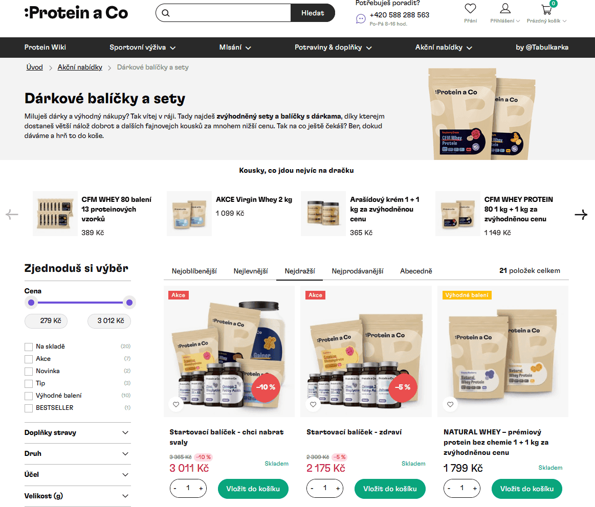 Ukázka dárkových balíčků (Klient: Protein a Co)