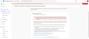 Google Merchant Center hláška o zkreslování informací